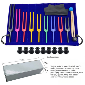 Τονικές βέργες από κράμα αλουμινίου – σετ 9 τεμαχίων, μοντέλο 174Hz-963Hz, εύρος συχνοτήτων 174–963 Hz, συσκευασία λευκή θήκη