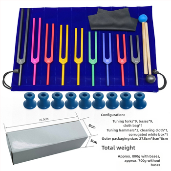 Τονικές βέργες από κράμα αλουμινίου – σετ 9 τεμαχίων, μοντέλο 174Hz-963Hz, εύρος συχνοτήτων 174–963 Hz, συσκευασία λευκή θήκη