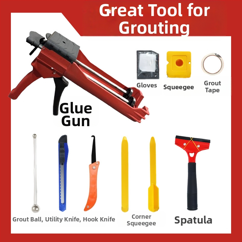 Пистолет за фугиране на плочки, ръчен пластмасов инструмент за фуги между плочки. Пластмасово тяло. Тегло 0.6 кг. Капацитет 400.