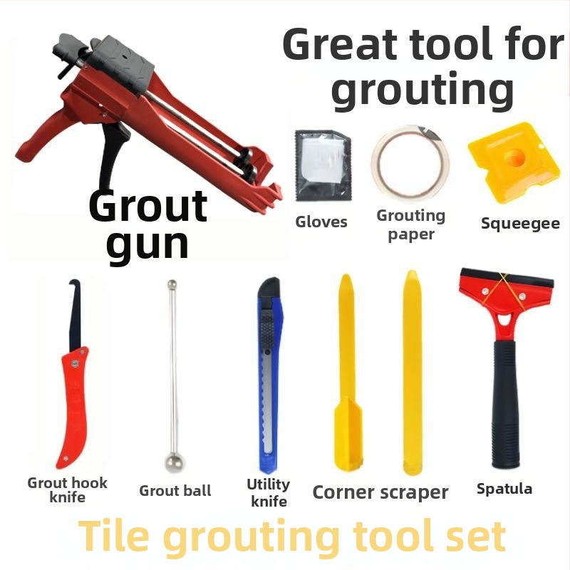 Пистолет за фугиране на плочки, ръчен пластмасов инструмент за фуги между плочки. Пластмасово тяло. Тегло 0.6 кг. Капацитет 400.