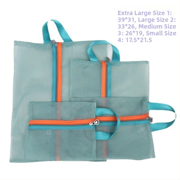 Han Pei WG-004 Τετραμελές σετ αποθήκευσης ταξιδιών — Δίκτυο από νάιλον, πολυχρηστικός οργανωτής, κατάλληλο για ταξίδια, αποθήκευση μακιγιάζ και μπάνιου, για εσώρουχα, καλλυντικά και φάρμακα