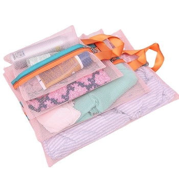 Han Pei WG-004 Τετραμελές σετ αποθήκευσης ταξιδιών — Δίκτυο από νάιλον, πολυχρηστικός οργανωτής, κατάλληλο για ταξίδια, αποθήκευση μακιγιάζ και μπάνιου, για εσώρουχα, καλλυντικά και φάρμακα