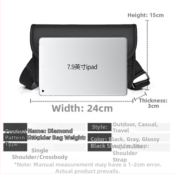 Vyriška pečių rankinė su kryžminiu nešiojimu – odos plėvelė, poliesterio įdaila, kvėpuojanti ir atspari vandeniui, tinkama laisvalaikio kelionėms