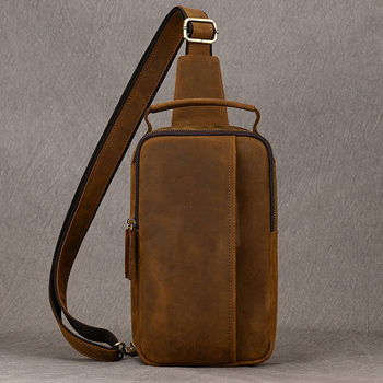 Мъжка Chest Bag – Естествена кожа, Топ слой телешка кожа, Износоустойчива, Модел 9330