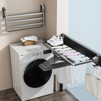 Κρεμάστρα Απλώματος Ρούχων Μπαλκονιού - push-pull, διπλός στύλος, κράμα αλουμινίου, πτυσσόμενη, αόρατη