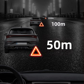 Automobilinis atšvaitinis trikampis su tripodu – ABS plastikas, sulankstomos tripodas, automobilių sauga, licencijuotas privataus prekinio ženklo ženklinimas