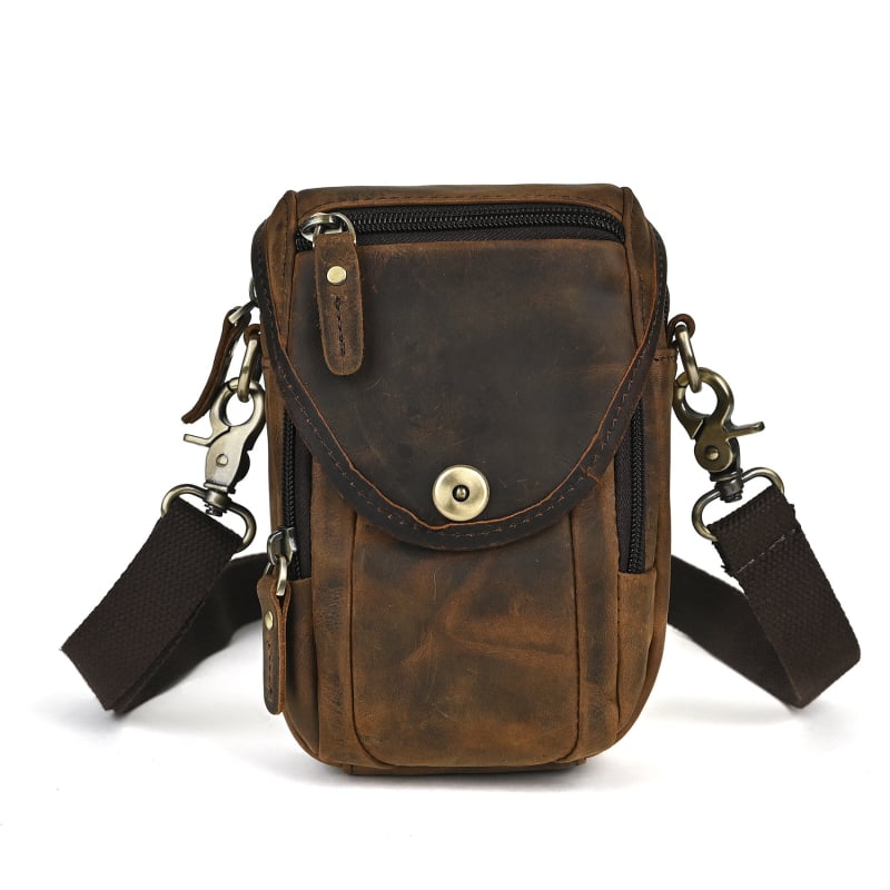 Мъжка чанта за гръдния кош, естествена кожа, телешка кожа, еднотонна, пролет 2024, за ежедневна употреба