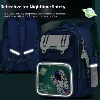 Детска раница Спейсман за ученици, за момчета и момичета, 1–6 клас, водоустойчива, изключително лека, намалява натоварването, ортопедичен гръб, Oxford плат, cartoon дизайн