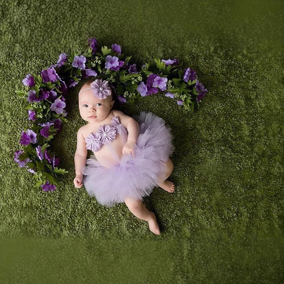 Детско облекло за фотосесия: tutu пола, принцес рокля и украса за глава (три части) – найлон плат, 80% съдържание; подходящо за новородени (0–1 г); детски сценични/танцови дрехи; пролет 2025