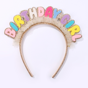 Κοριτσίστικη κορδέλα για τα μαλλιά με δαντέλα και εφαρμογές γραμμάτων, χειροποίητο ύφασμα, στυλ πριγκίπισσα