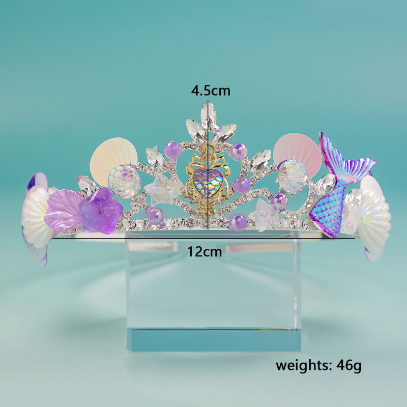 Mergaitėms galvos juosta - princės stiliaus karūna; Medžiaga: lydinys; Paviršiaus apdaila: elektroplatavimas; Kristalas: kristalas