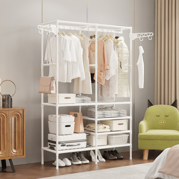 Μεταλλική κρεμάστρα ρούχων με διπλή σειρά αποθήκευσης, κατάλληλη για υπνοδωμάτιο, μοντέλο 6602