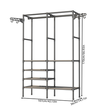 Μεταλλική κρεμάστρα ρούχων με διπλή σειρά αποθήκευσης, κατάλληλη για υπνοδωμάτιο, μοντέλο 6602