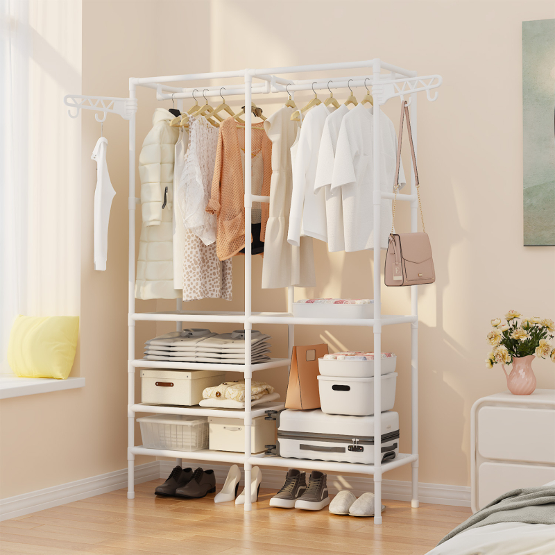 Μεταλλική κρεμάστρα ρούχων με διπλή σειρά αποθήκευσης, κατάλληλη για υπνοδωμάτιο, μοντέλο 6602