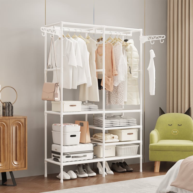 Μεταλλική κρεμάστρα ρούχων με διπλή σειρά αποθήκευσης, κατάλληλη για υπνοδωμάτιο, μοντέλο 6602