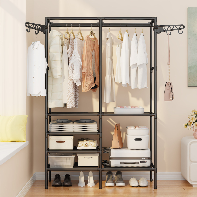 Μεταλλική κρεμάστρα ρούχων με διπλή σειρά αποθήκευσης, κατάλληλη για υπνοδωμάτιο, μοντέλο 6602