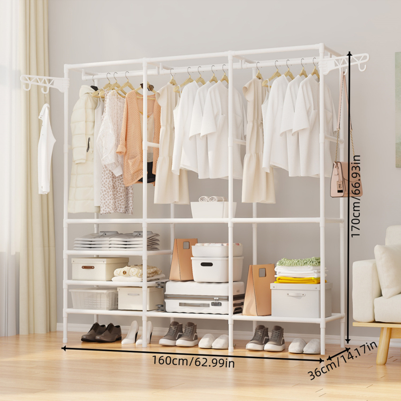 Μεταλλική κρεμάστρα ρούχων με διπλή σειρά αποθήκευσης, κατάλληλη για υπνοδωμάτιο, μοντέλο 6602