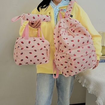 Раница нейлонова, дишаща, градски минималистичен стил, плоден принт, пролет 2025