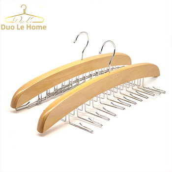 Medinė daugiafunkcinė pakabų laikiklis su 24 kabliukais šalikams, kaklaraišiams ir drabužiams – neslysta, be siūlių dizainas (modernus paprastumas)