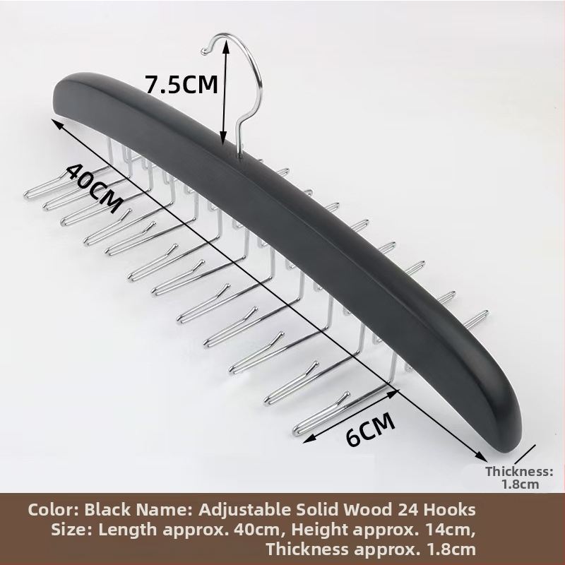 Medinė daugiafunkcinė pakabų laikiklis su 24 kabliukais šalikams, kaklaraišiams ir drabužiams – neslysta, be siūlių dizainas (modernus paprastumas)