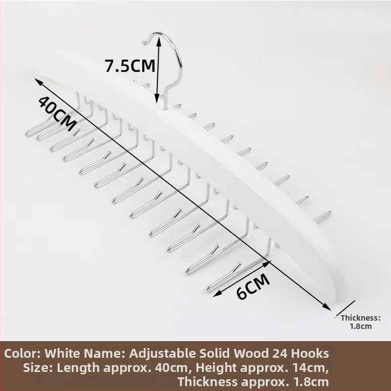 Medinė daugiafunkcinė pakabų laikiklis su 24 kabliukais šalikams, kaklaraišiams ir drabužiams – neslysta, be siūlių dizainas (modernus paprastumas)