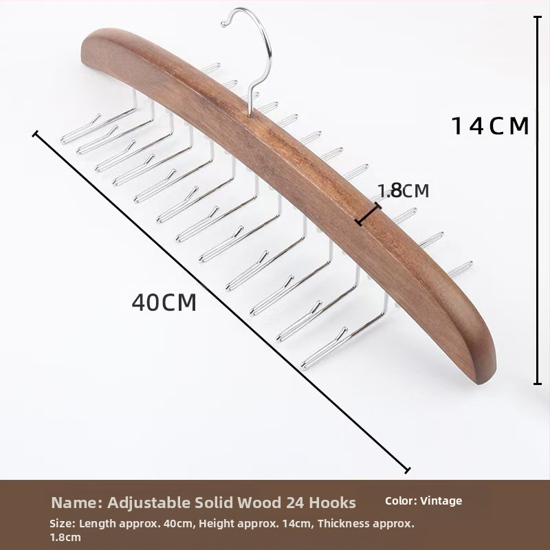 Medinė daugiafunkcinė pakabų laikiklis su 24 kabliukais šalikams, kaklaraišiams ir drabužiams – neslysta, be siūlių dizainas (modernus paprastumas)