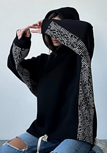 Pulover de damă cu model geometric, croială lejeră, mâneci lungi, guler rotund, grosime medie