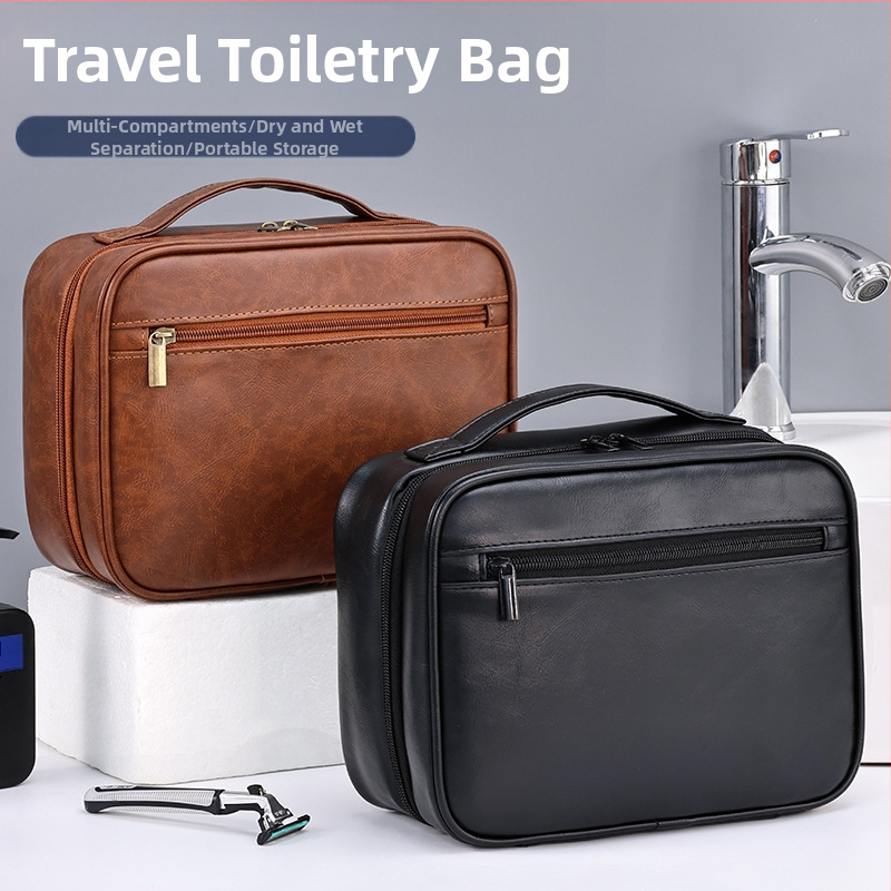 Ai Yijiu PU kosmētikas soma vīriešiem, liela ietilpība, atsevišķi nodalījumi, ūdensizturīga