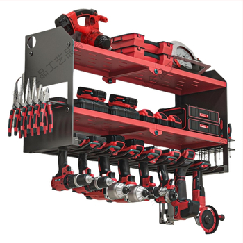 Οργανωτής ηλεκτρικών εργαλείων τοίχου με σταθμό φόρτισης – 3-επίπεδο μεταλλικό ράφι, πολλαπλών χρήσεων, μοντέρνος μινιμαλιστικός σχεδιασμός