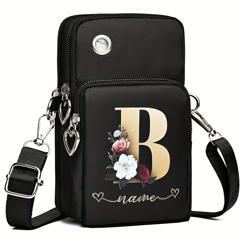 Diagonális keresztpántos telefontáska nylon külsővel, poliészter bélés, cipzáras nyitás, függőleges négyzet alakú forma, egy vállpánttal