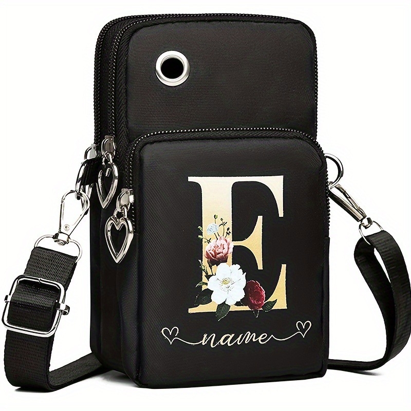 Diagonális keresztpántos telefontáska nylon külsővel, poliészter bélés, cipzáras nyitás, függőleges négyzet alakú forma, egy vállpánttal