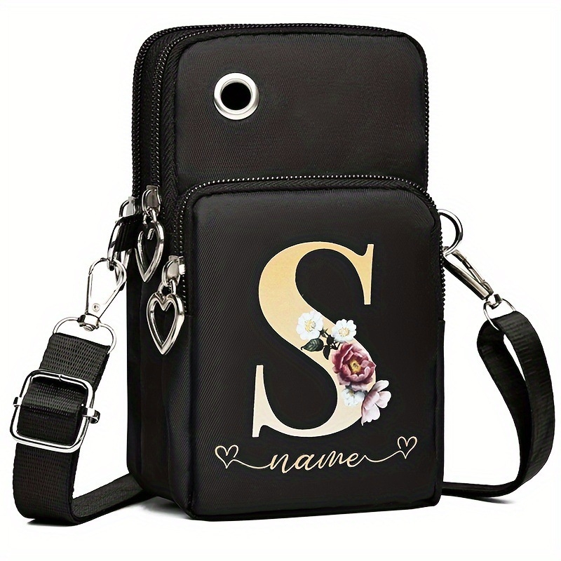 Diagonális keresztpántos telefontáska nylon külsővel, poliészter bélés, cipzáras nyitás, függőleges négyzet alakú forma, egy vállpánttal