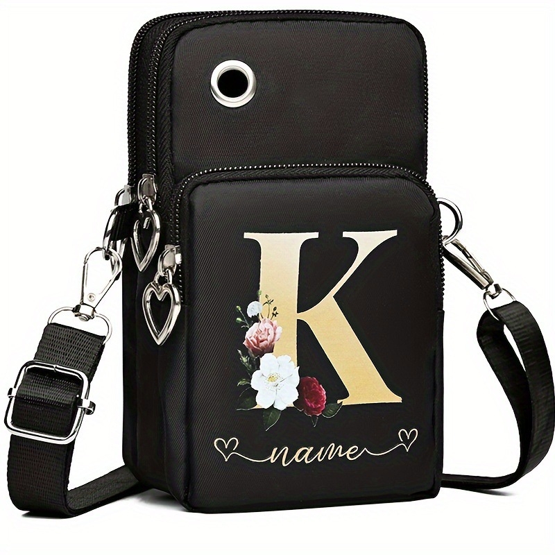 Diagonális keresztpántos telefontáska nylon külsővel, poliészter bélés, cipzáras nyitás, függőleges négyzet alakú forma, egy vállpánttal
