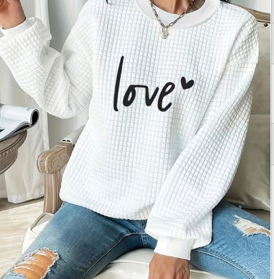 Pulover casual pentru femei cu imprimeu de Crăciun, mâneci lungi, guler rotund, toamnă 2024, țesătură principală: poliester 70–80%, bumbac roman, stil casual japonez/coreean