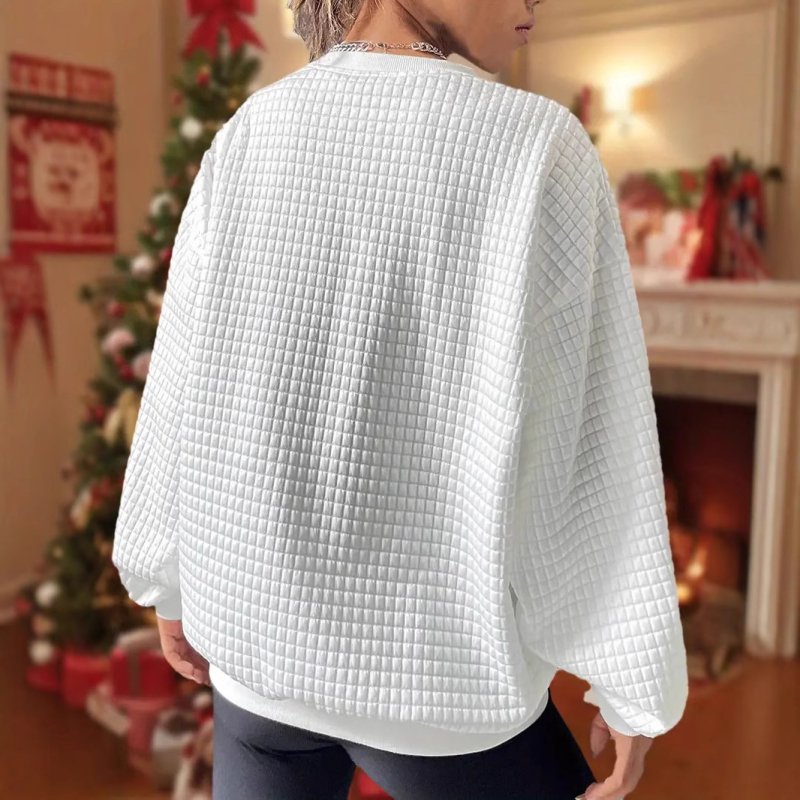 Pulover casual pentru femei cu imprimeu de Crăciun, mâneci lungi, guler rotund, toamnă 2024, țesătură principală: poliester 70–80%, bumbac roman, stil casual japonez/coreean