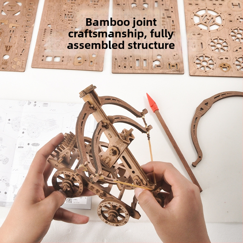 Drevená 3D skladačka hračka: staroveký stavebný experiment a obléhacie vozidlo, vzdelávacia hra pre chlapcov, OEM logo prispôsobenie (materiál: drevo; kategória: 3D puzzle; vek: 14+; prispôsobenie loga: k dispozícii)