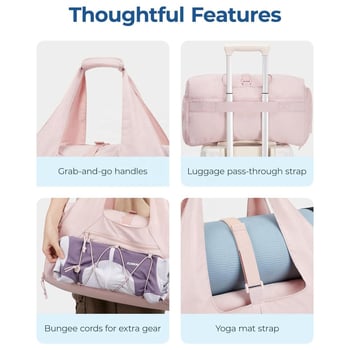 Putna duffel torba s odjeljkom za cipele i mokrom pretincom, kapacitet 20–35 L, poliester, težina 0,6 kg