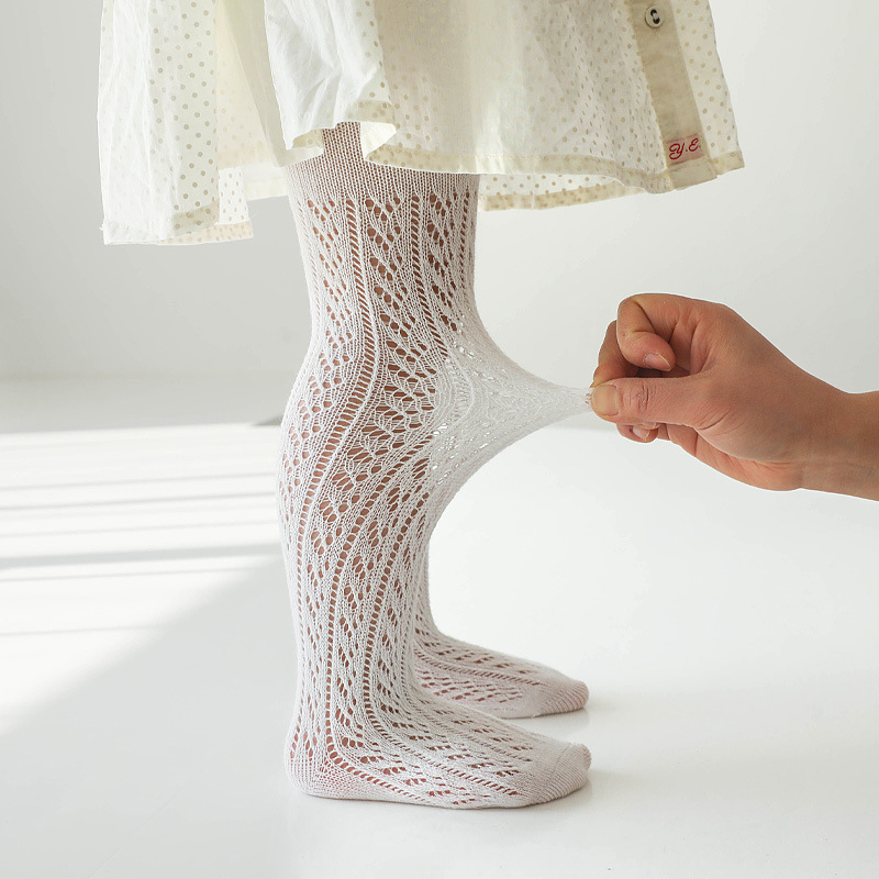 Gyerekeknek pamut harisnyák tavasszal, könnyű, lyukacsos mintázatú harisnyák 1–3 éveseknek