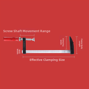 F-tip držač/stisnjak za stolarske radove – pogodna za drvo, kamen i namještaj; materijal Malang, A3; težina 0,2 kg