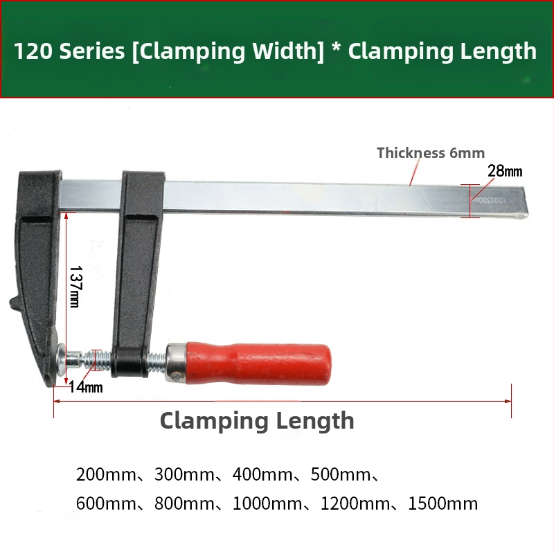 F-tip držač/stisnjak za stolarske radove – pogodna za drvo, kamen i namještaj; materijal Malang, A3; težina 0,2 kg
