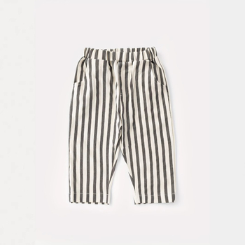 Παιδικά παντελόνια με ρίγες, κορεατικό στυλ, βαμβάκι 95%, μεσαία μέση, unisex, μπροστινές και πίσω τσέπες, για άνοιξη και φθινόπωρο