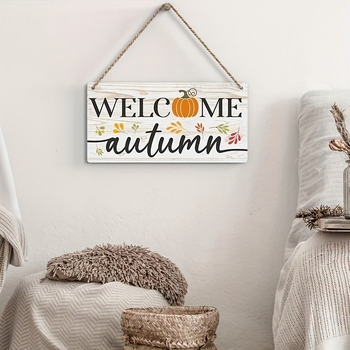Ξύλινο σήμα πόρτας με φθινοπωρινή κολοκύθα, ποιμενικό στυλ, κρεμαστό διακοσμητικό τοίχου, εκτύπωση