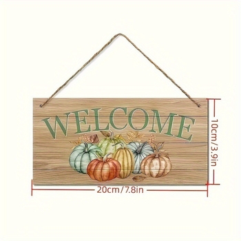 Ξύλινο σήμα πόρτας με φθινοπωρινή κολοκύθα, ποιμενικό στυλ, κρεμαστό διακοσμητικό τοίχου, εκτύπωση