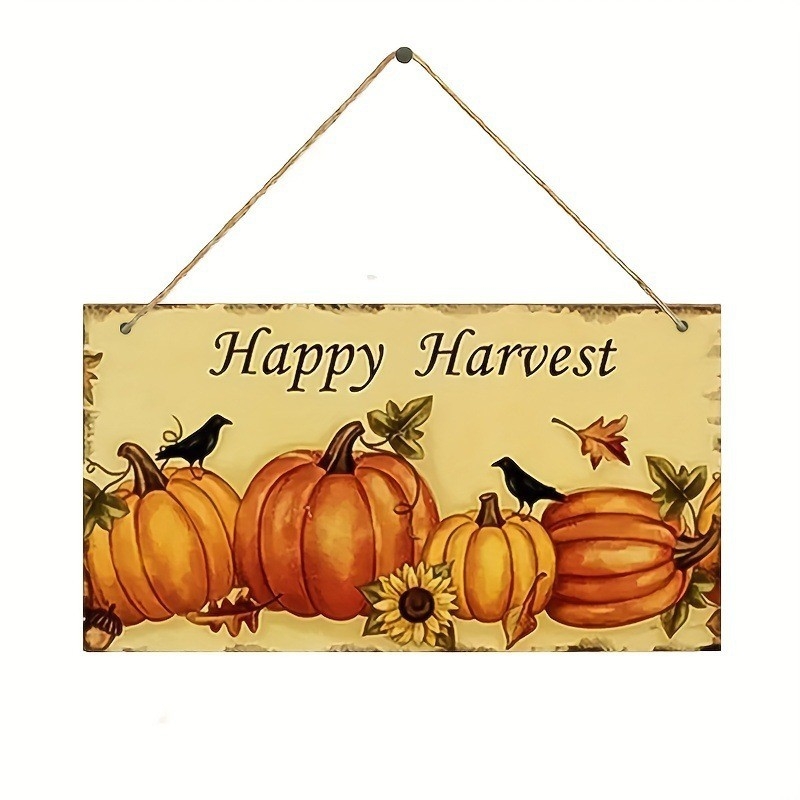 Ξύλινο σήμα πόρτας με φθινοπωρινή κολοκύθα, ποιμενικό στυλ, κρεμαστό διακοσμητικό τοίχου, εκτύπωση