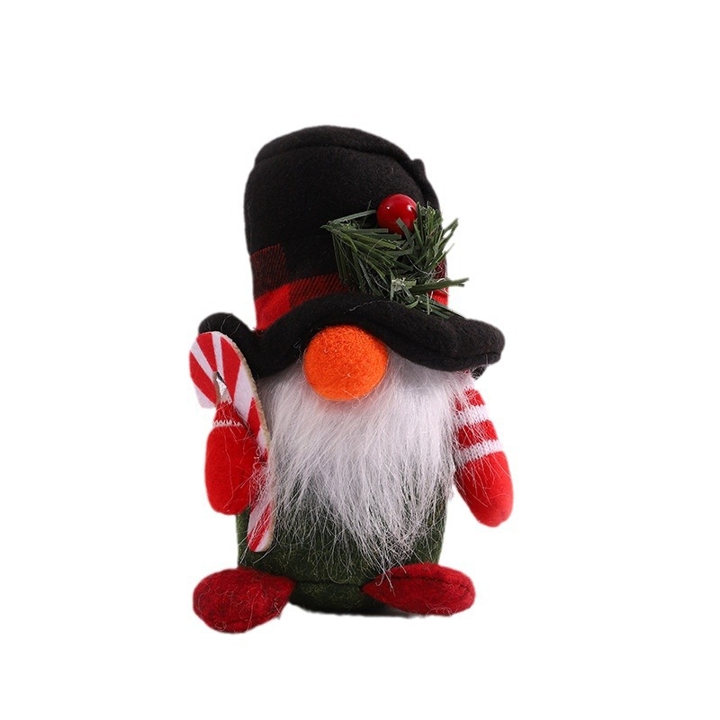Jada платнена коледна гном-фигура с каре шапка и рога на Рудолф — карикатурен стил, модерен минимализъм, лек лукс