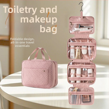 Chi weng Φορητή τσάντα καλλυντικών για γυναίκες, κρεμάμενη για ταξίδι με χώρο για κοσμήματα, πολυεστέρας