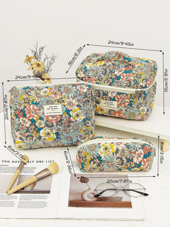 Berger bags мултифункционална козметична чанта с флорални мотиви, памучна тъкан, подплата от полиестер