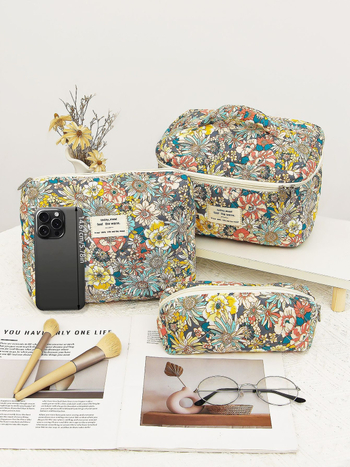 Berger bags мултифункционална козметична чанта с флорални мотиви, памучна тъкан, подплата от полиестер