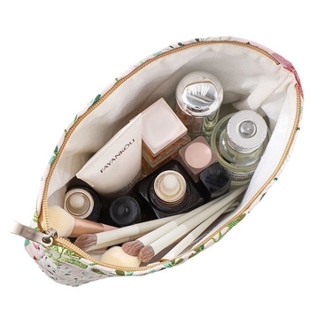 Чанта за козметика, Инста-стил, голям капацитет (материал: плат, флорален модел, подплата от платно, унисекс дизайн)