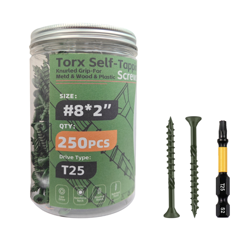 Самонарезни дървени винтове, потъваща шестостенна глава, обикновена въглеродна стомана, класа 4.8, без покритие